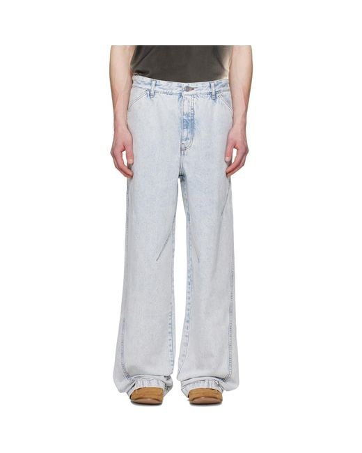 Louis-Gabriel Nouchi Black Straight-Leg Light-Wash Pleats Jeans for men
