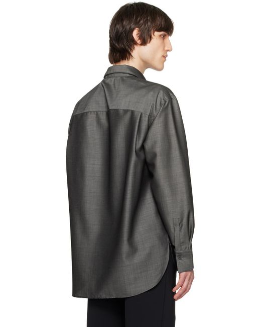 Chemise grise à logo brodé Ferragamo pour homme en coloris Black