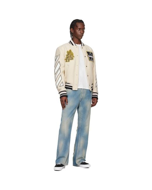 Off-White c/o Virgil Abloh Blue Diagonal Raw Patch 90S Skate Jeans for men