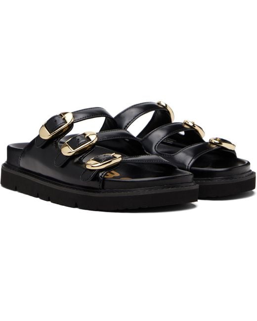 Marc Jacobs Black 'The Leather Kiki' Slide Sandals