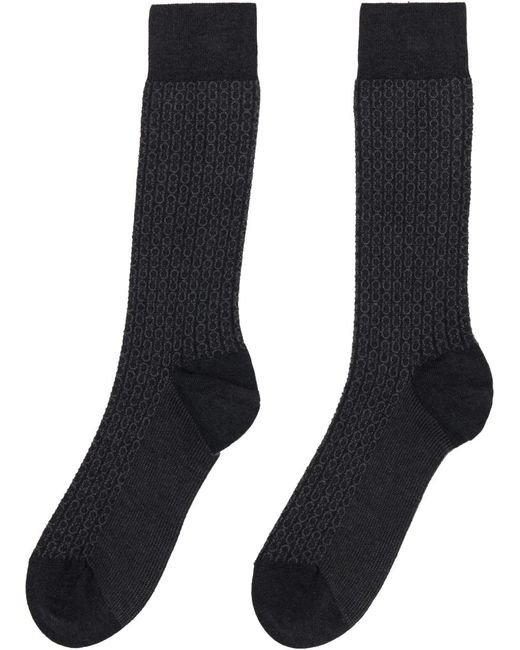 Ferragamo Black Gray Medium Gancini Socks for men
