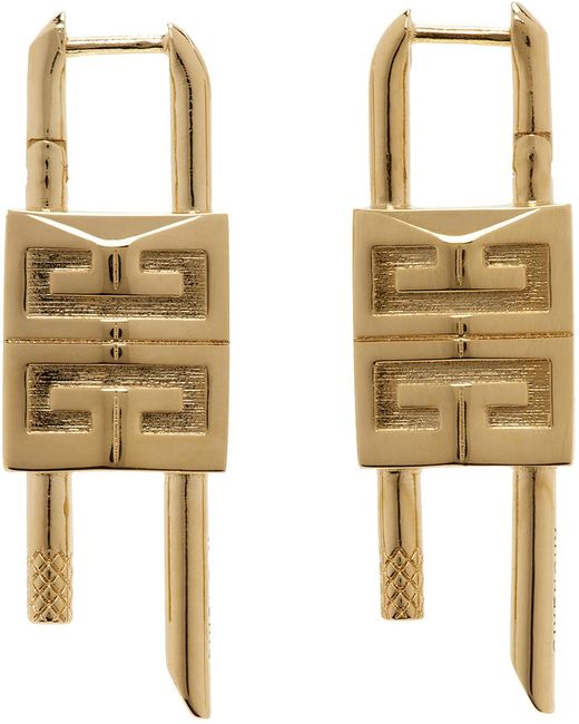 Petites boucles d'oreilles de style cadenas dorées Givenchy en coloris Metallic