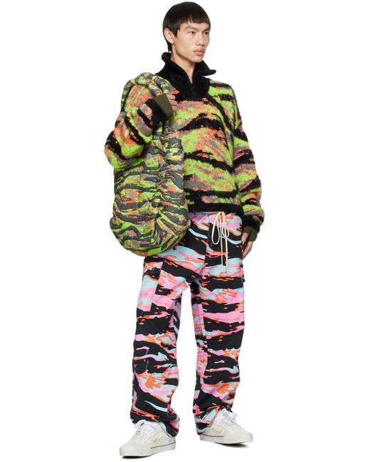 ERL Red Pink & Black Camo Cargo Pants for men