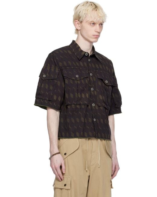 Dries Van Noten Black Purple Garment-dyed Shirt for men