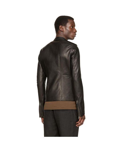 Rick Owens Black Leather Cyclops Biker Jacket for Men | Lyst