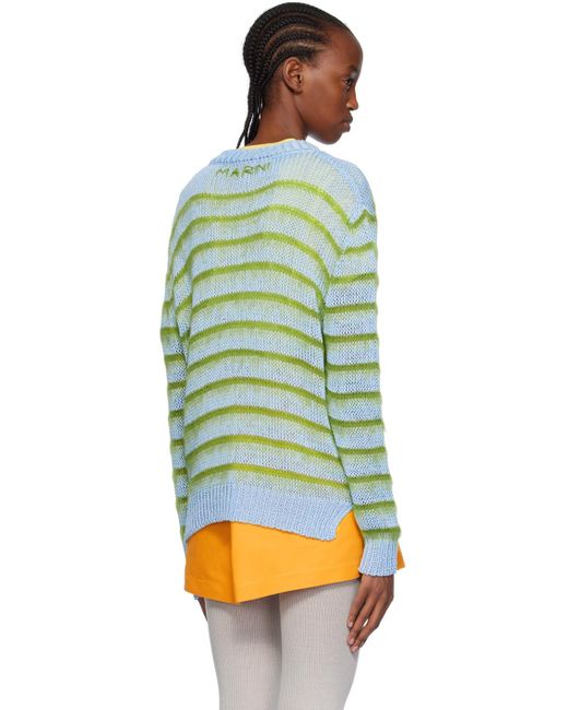 Marni Multicolor Blue & Green Striped Sweater