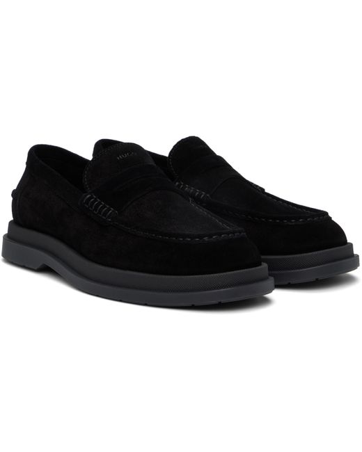 HUGO Black Suede Loafers for men