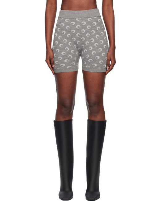 MARINE SERRE Black Moon Jacquard Knit Shorts