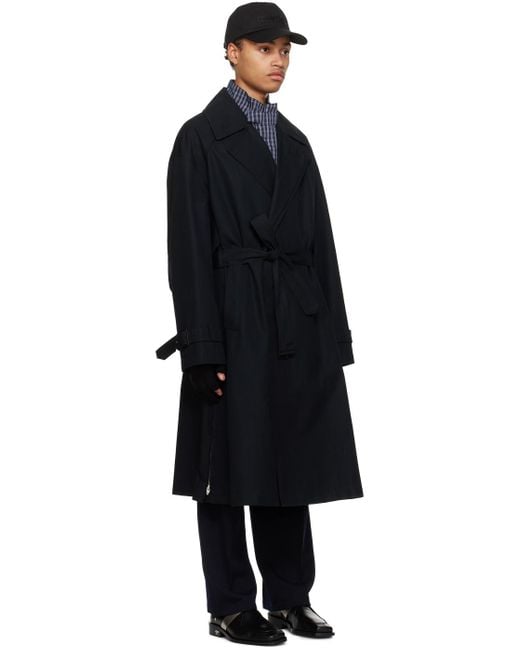 Juun.J Black Belted Trench Coat for men