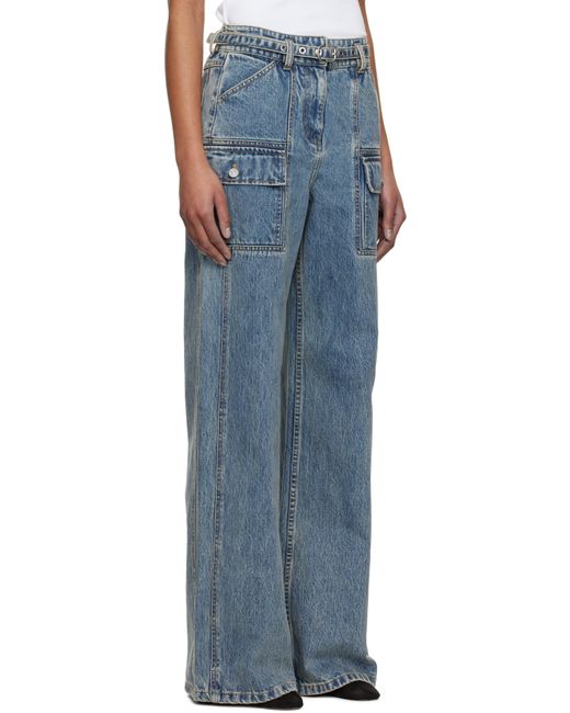 3.1 Phillip Lim Blue Wide-Leg Belted Cargo Jeans