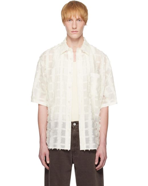 Wooyoungmi White Off- Checked Shirt for men