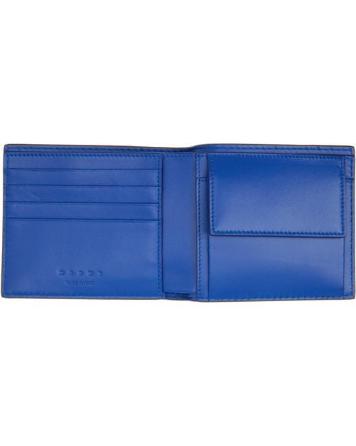 Marni Brown Khaki Contrast Stitching Leather Bifold Wallet for men