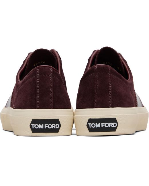 Tom Ford Black Burgundy Suede Cambridge Sneakers for men