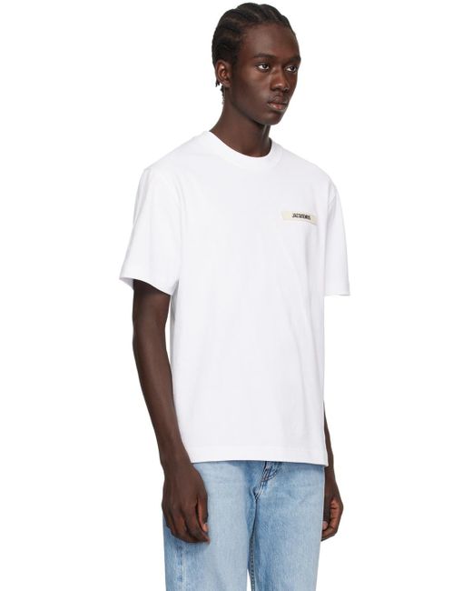 メンズ Jacquemus Les Classiquesコレクション ホワイト Le T-shirt Gros Grain Tシャツ White