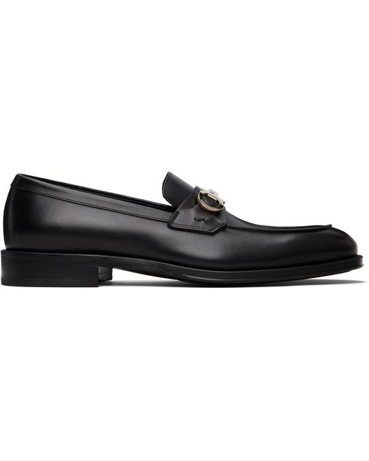 Ferragamo Black Gancini Ornament Loafers for men