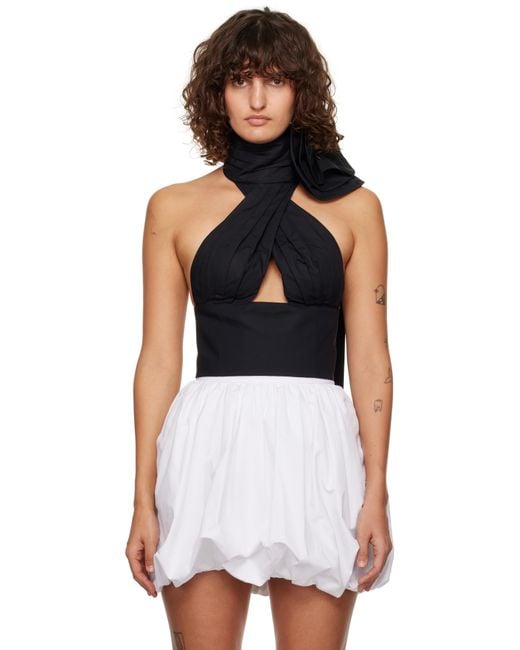 Haut Noir À Corsage Bain De Soleil Et À Boutonnière Florale Area en coloris Black