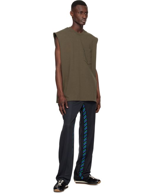 Song For The Mute Brown Khaki Arabesque Tank Top for men