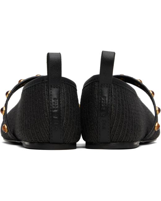 Rag & Bone Black Spire Straw Mary Jane Ballerina Flats