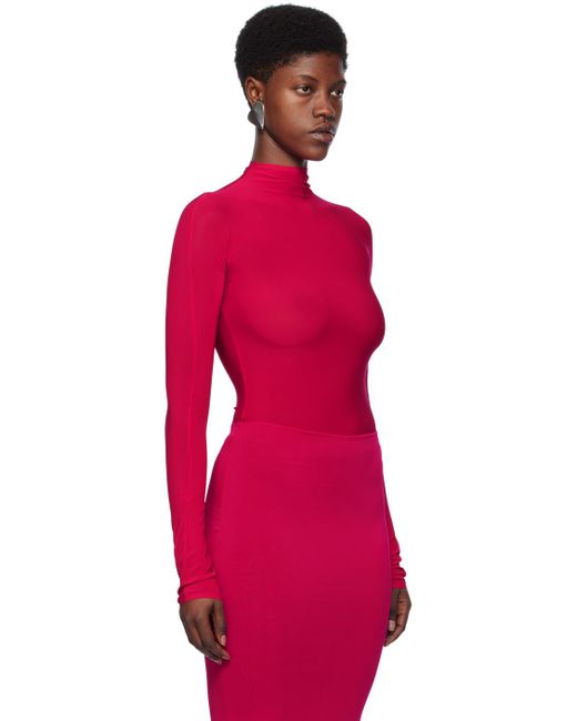 Alaïa Red Pink High Neck Bodysuit
