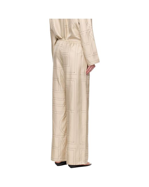 Totême  Natural Off- Monogram Silk Pj Lounge Pants