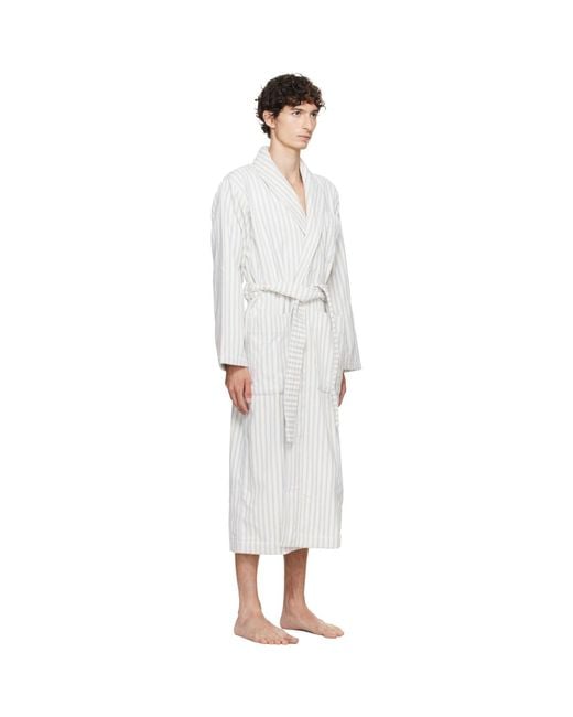 Tekla White Terry Classic Bathrobe for men