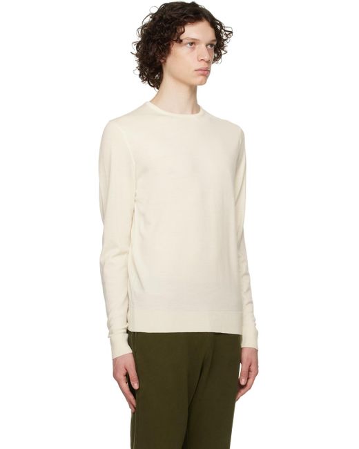 Sunspel Black Off-white Crewneck Sweater for men