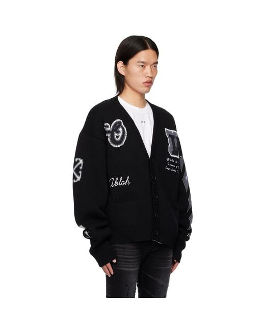 Off-White c/o Virgil Abloh Black Varsity Cardigan for men