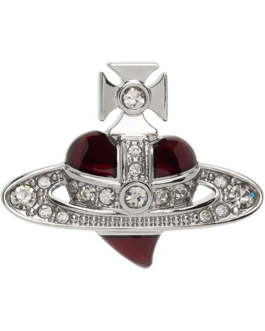 Vivienne Westwood Metallic Diamante Heart Stud Single Earring for men