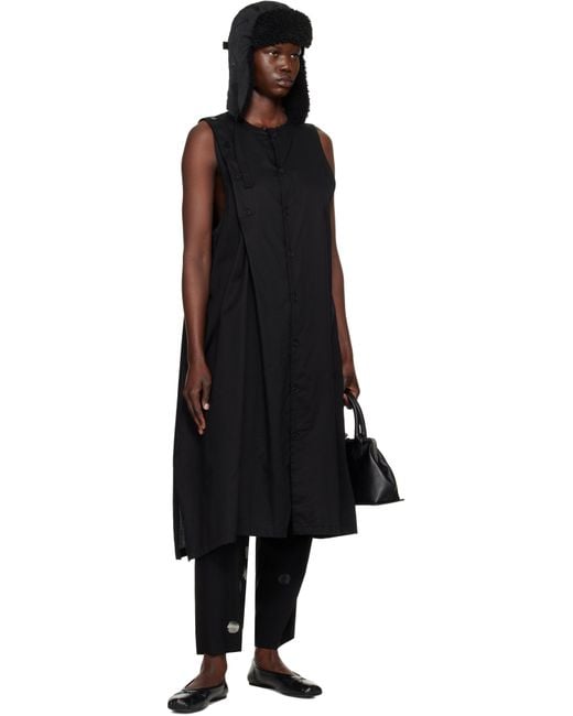 Y's Yohji Yamamoto Black S-Asymmetric Button Midi Dress