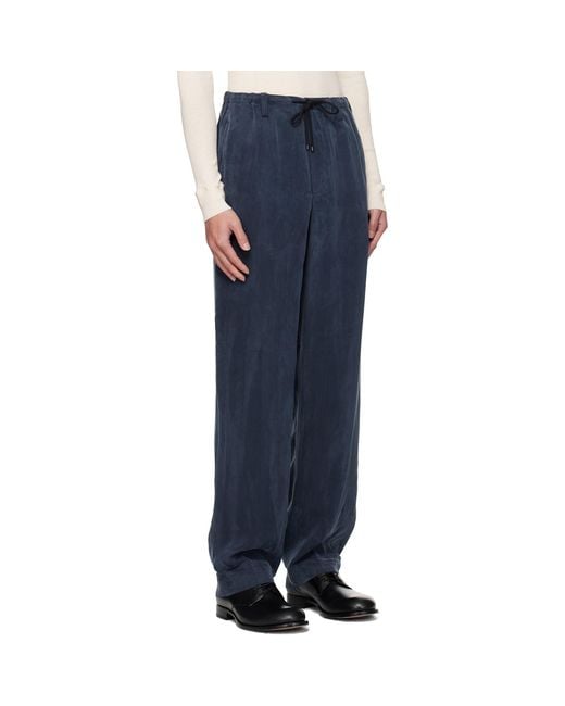 Dries Van Noten Blue Drawstring Trousers for men