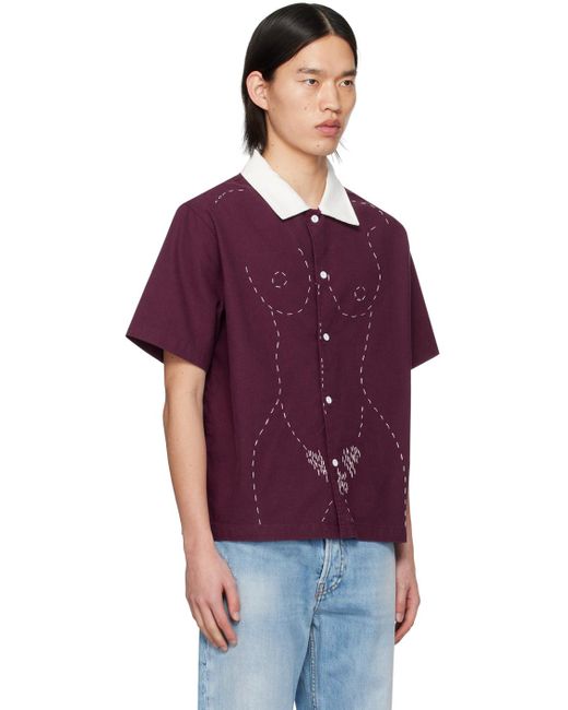 Kidsuper Purple Burgundy Embroidered Figure Shirt for men