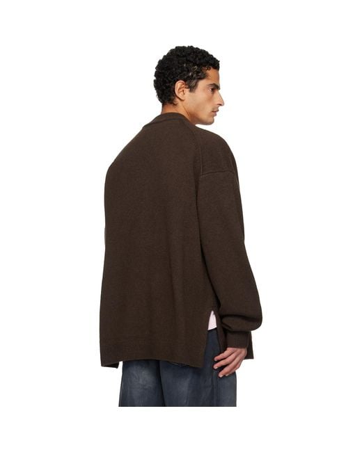 Acne Black Wool V-Neck Cardigan for men