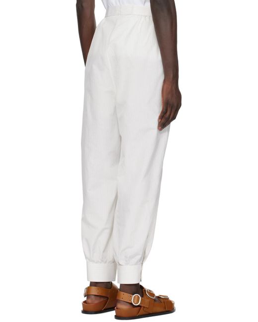 Hed Mayner White Striped Trousers for men