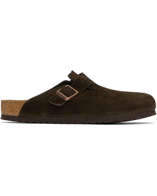 メンズ Birkenstock ブラウン Boston Soft Footbed レギュラー クロッグ Black