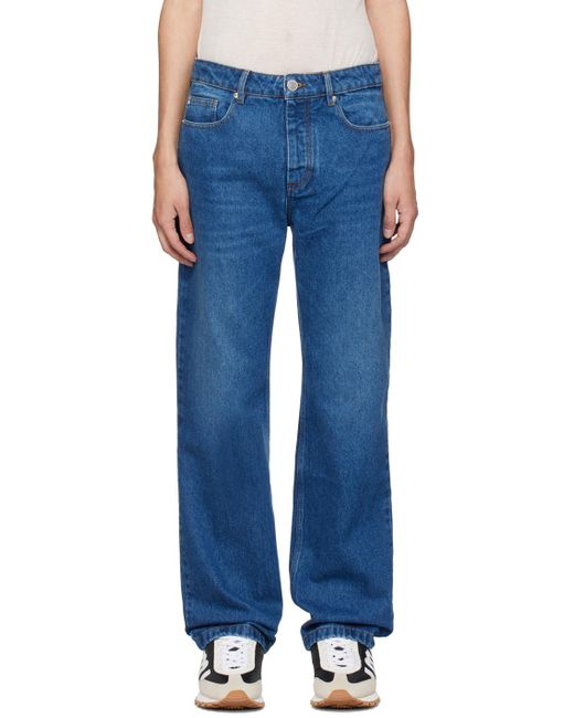 AMI Blue Straight Fit Jeans for men