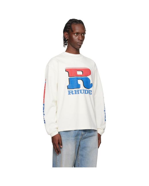 Rhude Multicolor Off- Split Petrol Logo Ls T-Shirt for men