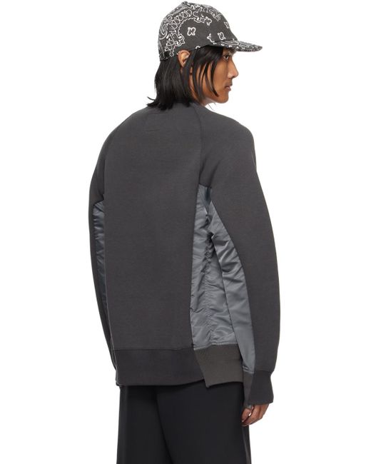 Sacai Black Gray Paneled Sweatshirt for men