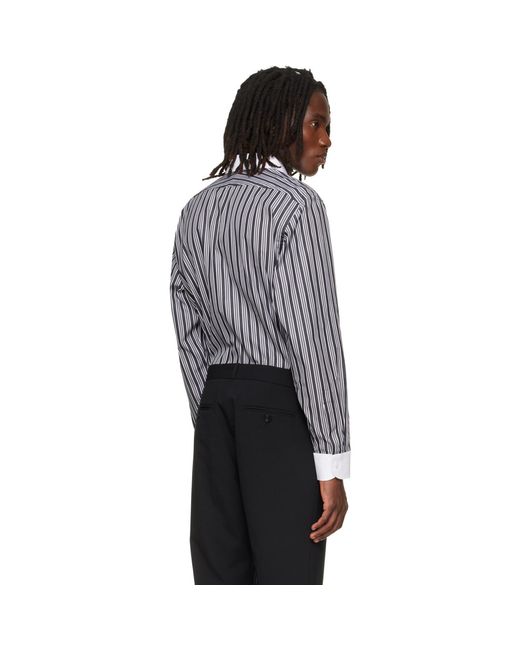 Tom Ford Gray Poplin Stripe Classic Fit Shirt for men