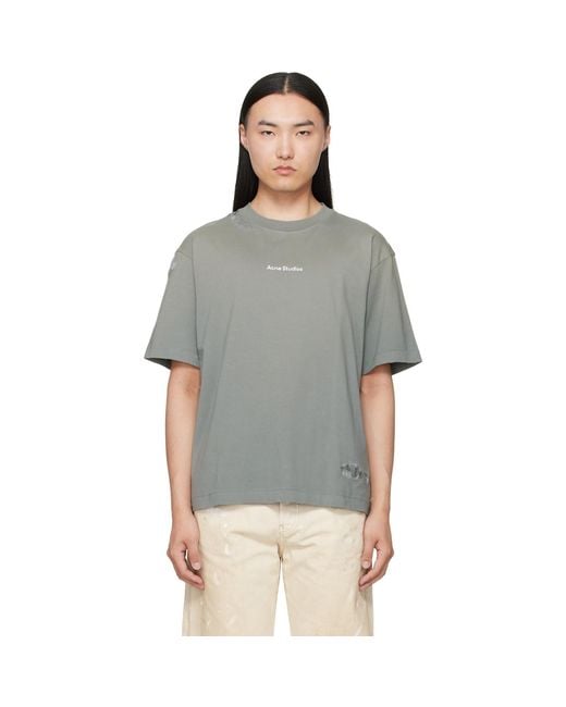 Acne Gray Mended Logo T-Shirt for men