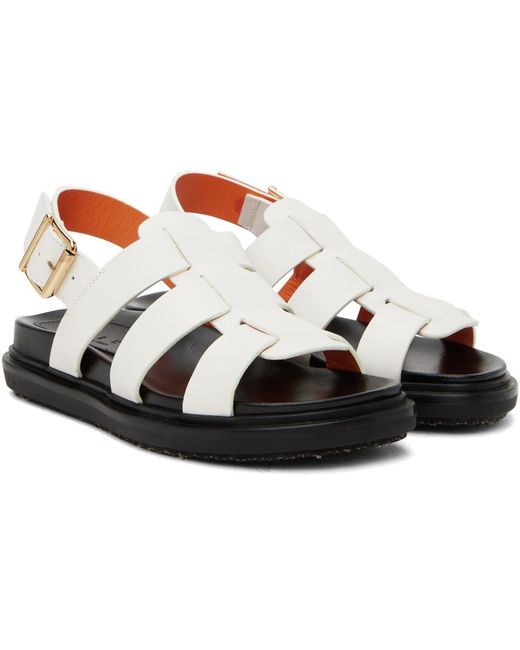 Marni Black White Gladiator Fussbett Sandals