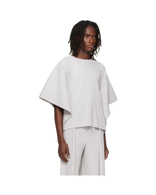Homme Plissé Issey Miyake White Motion Blur Top for men