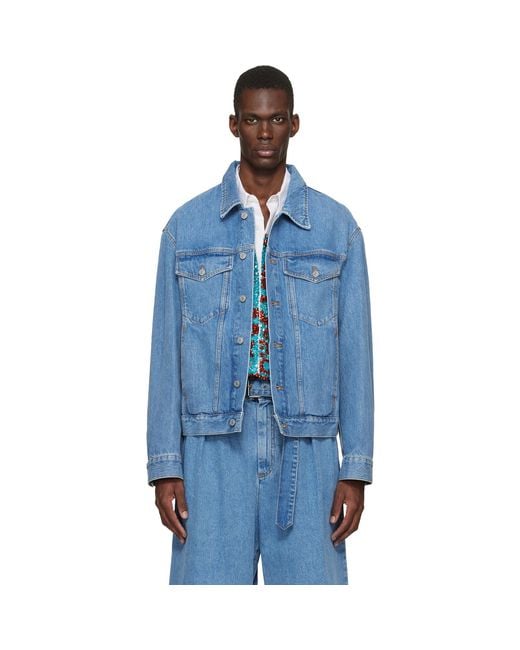 Dries Van Noten Blue Flap Pocket Denim Jacket for men