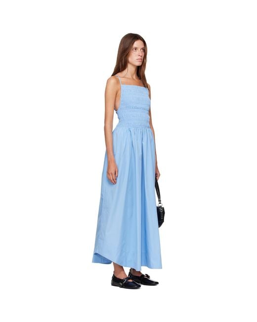 Ganni Blue Poplin Maxi Dress
