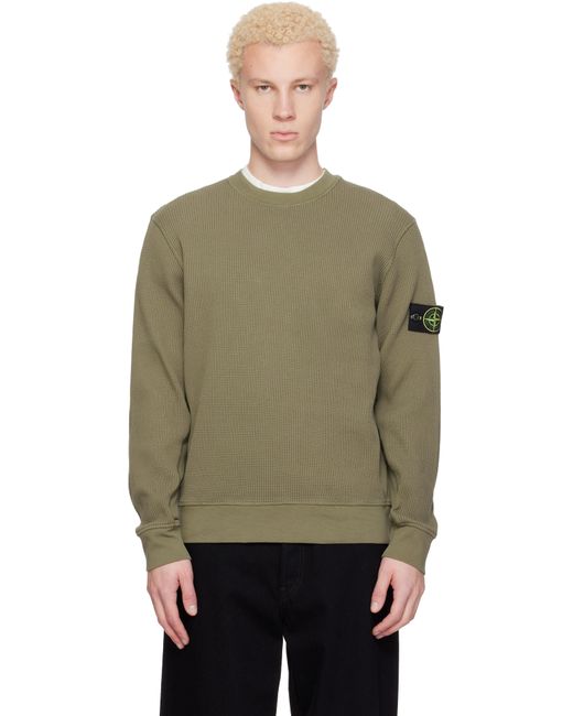 Stone Island メンズ カーキ 6100056 Organic Cotton Waffle Fleece