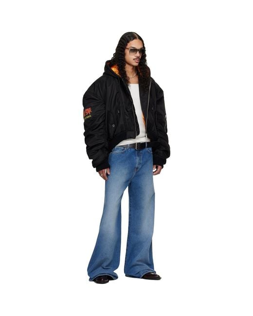 Lu'u Dan Black Distorted Ma1 Bomber Jacket for men