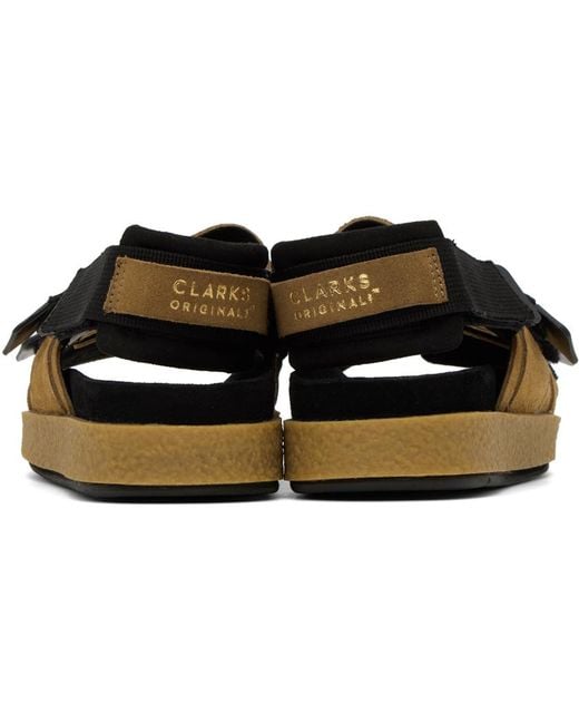 Clarks Black Tan Overleigh Tor Sandals for men