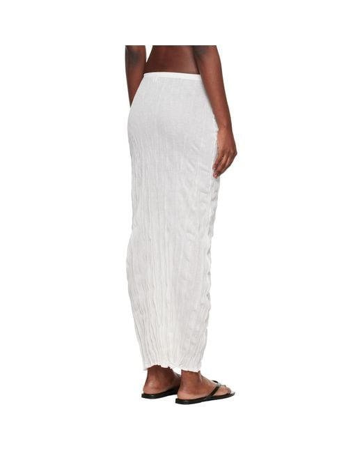Totême White Crinkled Knit Midi Skirt