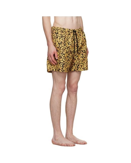 Dries Van Noten Yellow Printed Swim Shorts for men