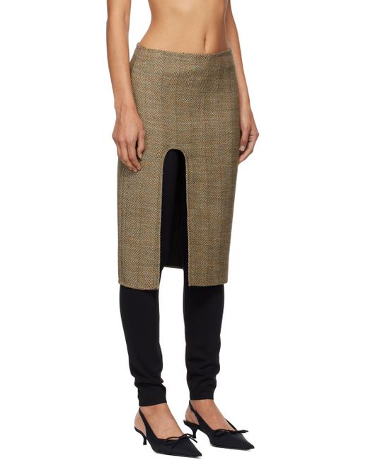 Stella McCartney Black Side-Slit Tweed Midi Skirt