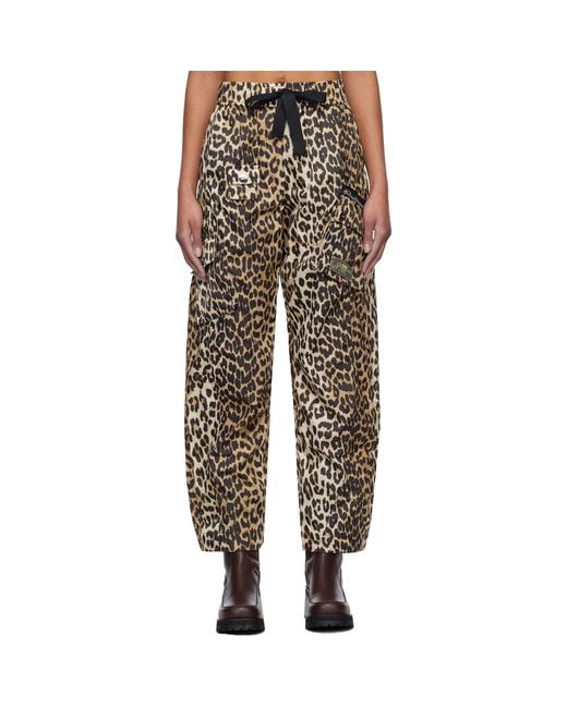 Ganni Brown Duchesse Nylon Cargo Pants